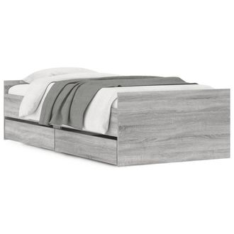 Berkfield Home Bed Frame with Drawers without Mattress Grey Sonoma 90x200 cm