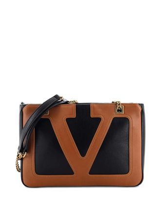 Valentino Garavani Viva Superstar Chain Leather Small tote bag - Marrone