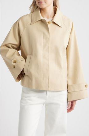 Mango Cuba Oversize Short Cotton Trench Coat in Beige at Nordstrom, Size X-Small