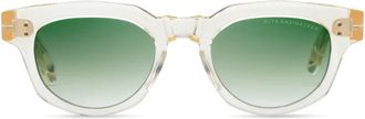 Dita Eyewear Radihacker Round Gradient Green Tint Sunglasses with Transparent Frame