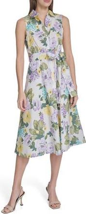 Calvin Klein Sleeveless Cotton Shirtdress in Opal Multi at Nordstrom Rack, Size 12