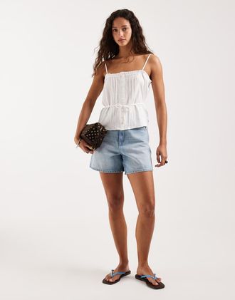 Lee Canottiera con bordi in pizzo bianca-Bianco