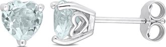 Delmar Sterling Silver Aquamarine Heart Shape Stud Earrings in Blue at Nordstrom Rack
