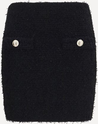Balmain Tweed Mini Skirt with logo buttons Female 38