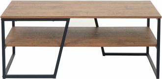 Hhg Mesa De Centro Hhg 131, Mesa De Sal&oacute;n Mesa Auxiliar Mesa De Sof&aacute;, Estante De Metal Estructura 3d 46x110x60cm, Aspecto Roble Salvaje