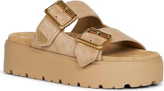 Prada Womens Ecru Suede Leather Double-Strap Sandals Calf