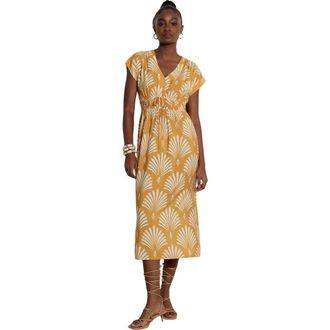 Apricot Palm Geo Smock Waist Dress in Mustard at Nordstrom, Size Xx-Large