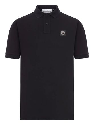 Stone Island compass logo patch polo shirt - Black
