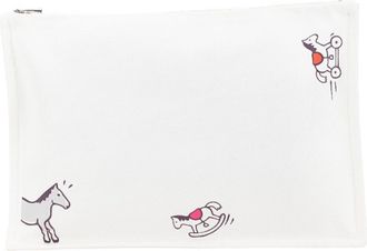 Hermès Multi-Color Red Color White Canvas Pouch (Pre-Owned)