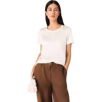 Maje Short-sleeved silk top in White at Nordstrom, Size X-Small