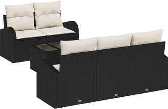 vidaXL Garden Sofa Set 6 pcs Black 55 x 55 x 37 cm Poly rattan Vidaxl