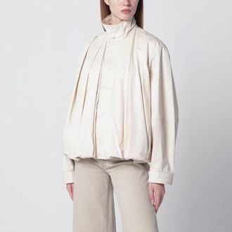 Christophe Lemaire Pleated cream-colored cotton satin jacket