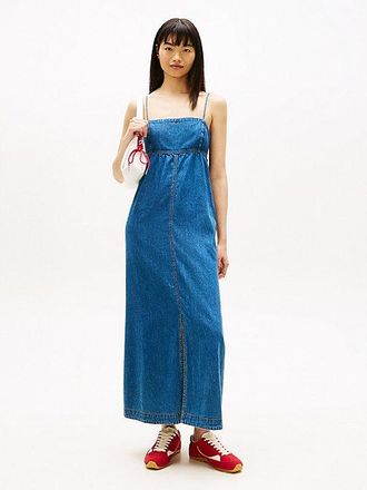 Tommy Hilfiger Chambray Spaghetti Strap Slim Maxi Dress