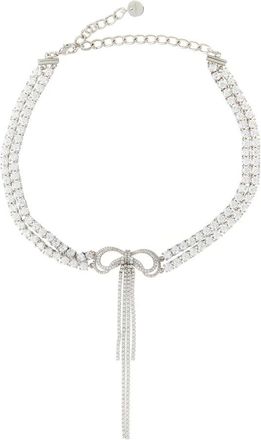 Self Portrait Double Crystal Bow Necklace - Dames - Kettingen - Grijs - ONE Size - Accessoires