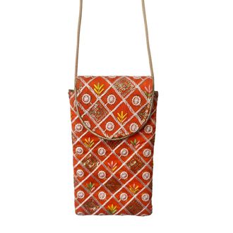 Generic Handcrafted Embroidered Sling Bag for Women, Designer Potli Style Crossbody Purse with Sequins & Thread Work, Lightweight Mobile & Essentials Pouch fo