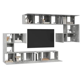 Berkfield Home Modern 10 Piece TV Cabinet Set Concrete Grey Engineered Wood