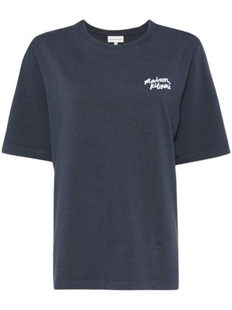 Maison Kitsuné handwriting logo T-shirt - Blue