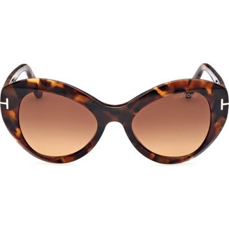 Tom Ford Guinivere 52mm Round Sunglasses in Dark Havana /Gradient Brown at Nordstrom Rack