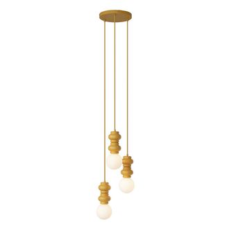 QAZQA Retro/vintage L&aacute;mpara Colgante Retro Amarilla Mostaza Con Cristal Mate De 3 Luces - Fedde Vidrio Alargada Adecuado Para Led Max. 3 X 8 Watt - Qazqa