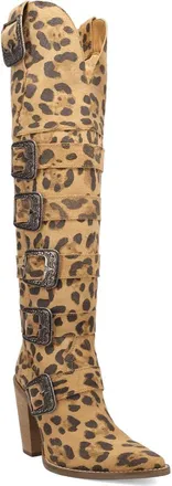 Dingo Bucked Off Leopard Print Leather Western Boot at Nordstrom, Size 8.5