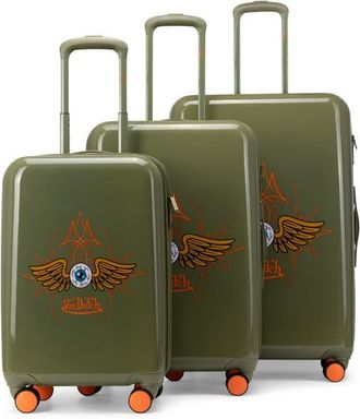 Von Dutch Kustom Kulture 3-Piece Expandable Hardside Spinner Luggage Set in Olive Eyeflight at Nordstrom
