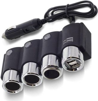 Trade Shop Trade Shop - Sdoppiatore Presa Accendisigari 3 Posti 2 Porte Usb Carica Batteria 120w Ic-1503
