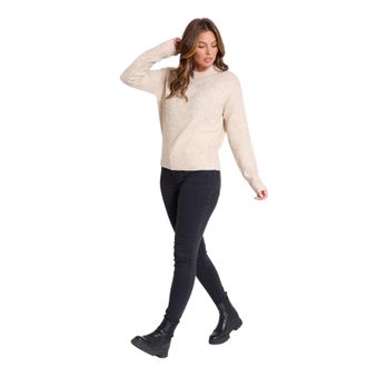 Be You Dames-trui met ronde hals en lange mouwen in parelmoer (Cr&egrave;me)