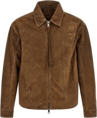 Giorgio Brato Brown Solid Shirt Collar Jacket