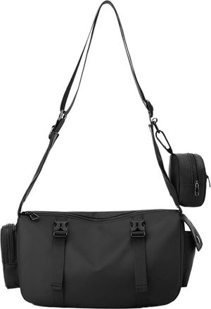 Generic Compatible For Men Casual Zipper Crossbody Bag Pouch Simple Handbag(Black)