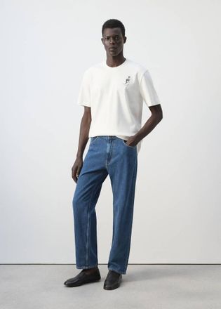 Mango Maglietta 100% cotone dettaglio ricamato bianco - Uomo - XXL - MANGO MAN