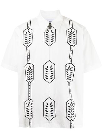 Ports V geometric-print cotton shirt - unisex - Cotton - M - White