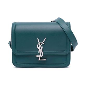 Saint Laurent Pre-owned Cross Body Bags, female, Blue, Size: ONE SIZE Pre-owned Cassandra Shoulder Bag Teal Leather