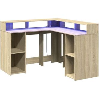 vidaXL Vidaxl - Escritorio Con Led Madera Ingenier&iacute;a Roble Sonoma 130x130x91 Cm
