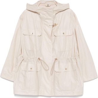 Fay Linen And Cotton Blend Parka Coat