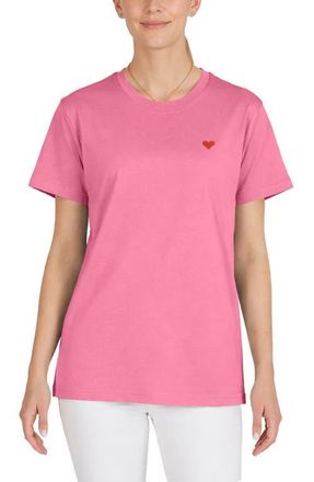 Dalix Womens Pixel Heart Jersey Relaxed Tee in Charity Pink at Nordstrom, Size Xx-Large