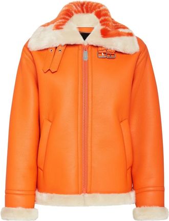 Philipp Plein Faux-shearling Aviator Jack - Dames - Jassen - Oranje - XS - Leer - Jassen