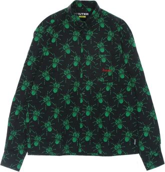 Iuter Zwarte Spider Longsleeve Shirt Mannen - Heren - Casual Overhemden - Veelkleurig - XS - Katoen - Overhemden