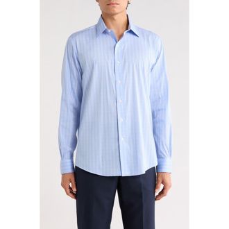 Brooks Brothers Regular Fit Check Button-Down Shirt in Blueglen at Nordstrom Rack, Size 17.5 - 36