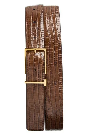 Tom Ford Tejus Embossed Leather Belt in Ebn Caramel at Nordstrom, Size 105