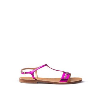 Ferragamo Purple Leather Flat Womens Sandals