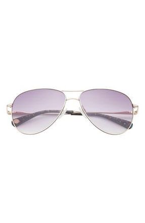 Ted Baker 59mm Full Rim Aviator Sunglasses in Black/Gold at Nordstrom Rack