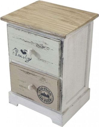 No Brand Mobiletto in legno con due cassetti fisso per soggiorno 29x25xH40 cm