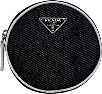 Prada Blue Denim Leather Pouch (Pre-Owned)