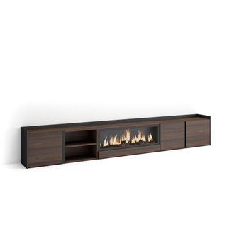 Skraut Home Skraut Home - Mueble Tv, Televisi&oacute;n, Muebles De Sal&oacute;n, Almacenaje, 315x35x50cm, Para Tv Hasta 80, Chimenea El&eacute;ctrica Xxl, Estilo Moderno, Roble Oscuro