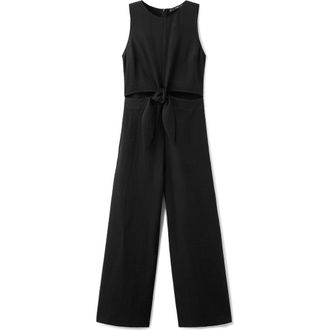 Mango Knot Front Cut Out Jumpsuit in Black at Nordstrom, Size X-Large