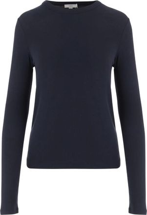 Vince Stretch Modal Sweater - Dames - Longsleeves - Blauw - M - Spandex - Tops
