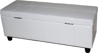 Hhg Hhg - Banco Ba&uacute;l Kriens, Cuero + Polipiel, 112x45x45cm Certificado Mvg, Blanco