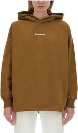 Acne Studios Katoenen Blend Logo Hoodie - Dames - Hoodies - Bruin - 2XS - Katoen - Hoodies & sweatvesten
