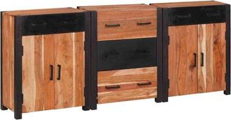 vidaXL Aparador 3 Pcs Marr&oacute;n 165 X 30 X 75 Cm Madera De Acacia S&oacute;lida Vidaxl