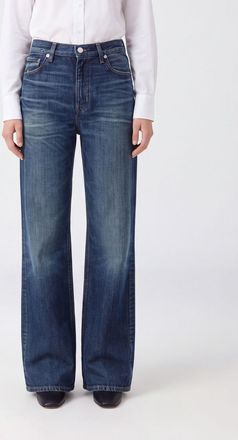 Haikure Jeans Korea in denim di cotone a gamba larga con vita alta